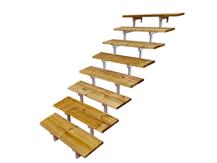 Vinuovo Außentreppen^Außentreppe Stahl Oslo 8 Treppenstufen Holz 100cm
