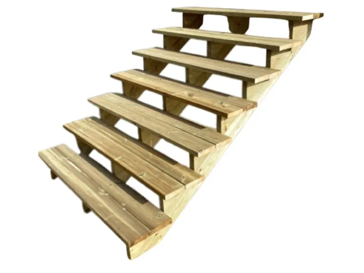 Vinuovo Außentreppen^Gartentreppe Holz 7 Stufen 140cm ohne Setzstufen