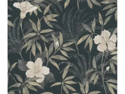 AS-Creation Musterfliesen^Vliestapete Blumen Dschungel Matt Leicht Strukturiert Braun Grau FSC®