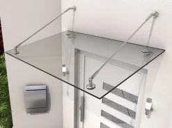 Vordächer*Gutta Vordach PH Echtglas V2A 140 cm x 90 cm x 40 cm